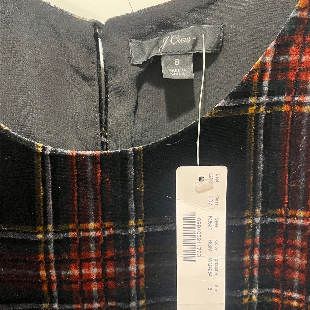NWT J. Crew Velvet Tank Top Stewart Tartan plaid women’s holidays party lined - Picture 9 of 12